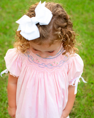 Bows Smocked Pink Bishop Bubble