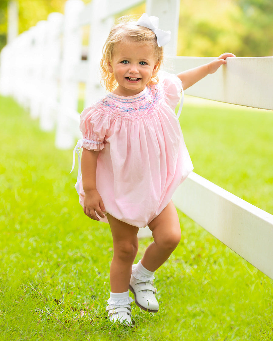 Bows Smocked Pink Bishop Bubble