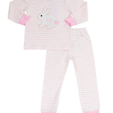 Bunny Applique Pink Striped Loungewear