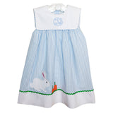 Bunny And Carrots Blue Seersucker Dress