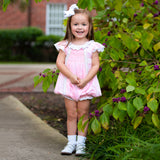 Pink Smocked Clara Bubble with Sash