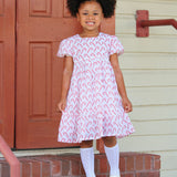 Candy Cane Puff Sleeve Dress- FINAL SALE