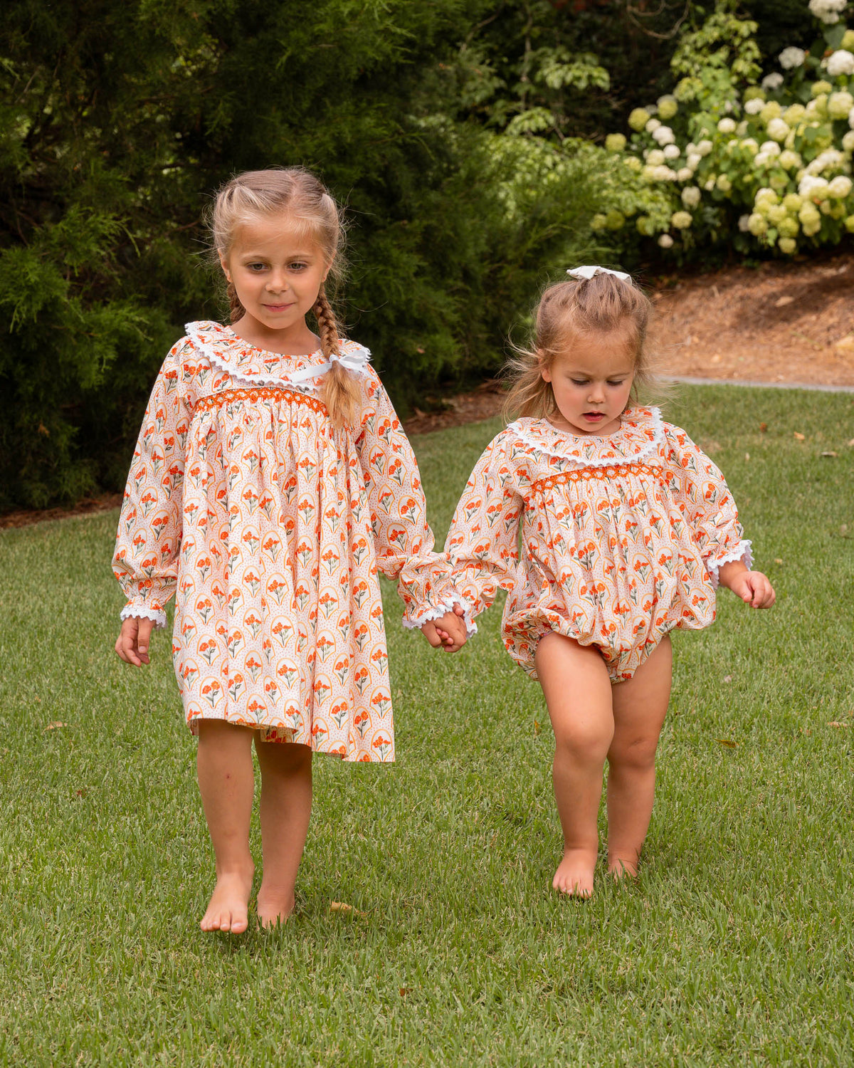 Marigold Floral Smocked Bubble