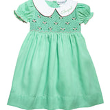 Mint Green Rosette Smocked Bishop Dress