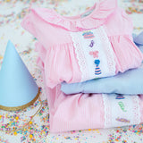 Party Time Hand Embroidered Pink Gingham Dress