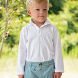 Plain White Polo Shirt with Long Sleeves