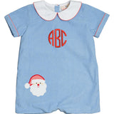 Santa Applique Light Blue Corduroy Shortall- FINAL SALE
