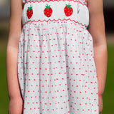 Strawberries Smocked Swiss Dot Dress