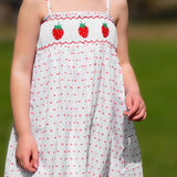 Strawberries Smocked Swiss Dot Dress