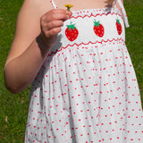 Strawberries Smocked Swiss Dot Dress