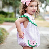 Watermelon Collar Pink Seersucker Bubble