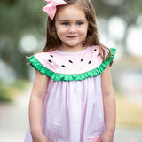 Watermelon Collar Pink Seersucker Dress