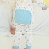 Party Time Pima Zip Up Pajamas with Blue Trim- FINAL SALE