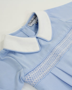 Blue Smocked Knit Layette