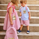 Crayon Pocket Red Seersucker Boy Shorts Set