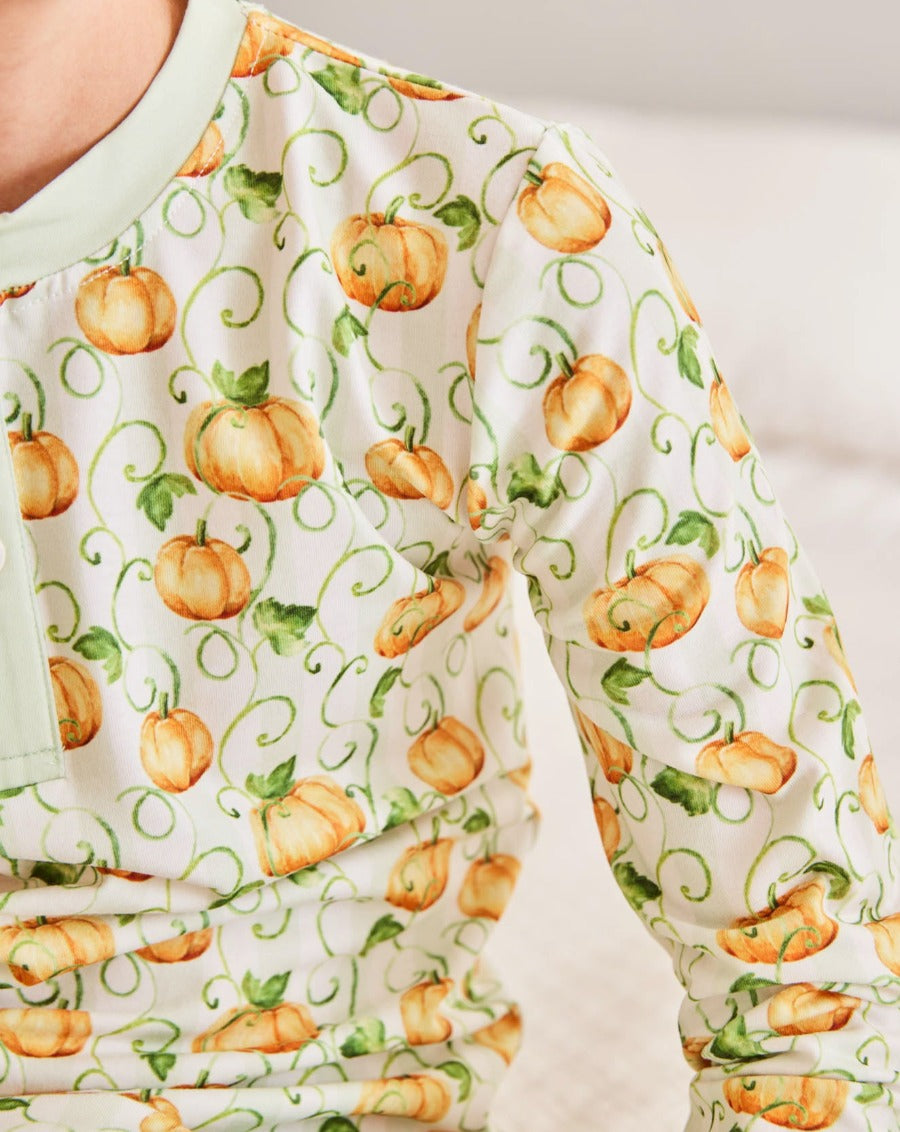 Pumpkin Green Stripe Pajama Set-FINAL SALE