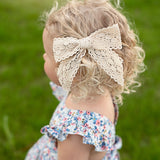 Vintage Lace Hair Bow in Ivory