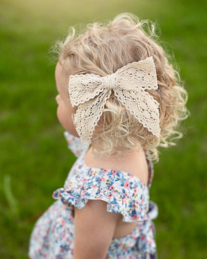 Vintage Lace Hair Bow in Ivory