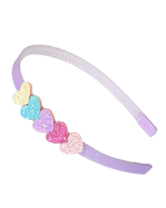 Pastel Glitter Hearts Headband
