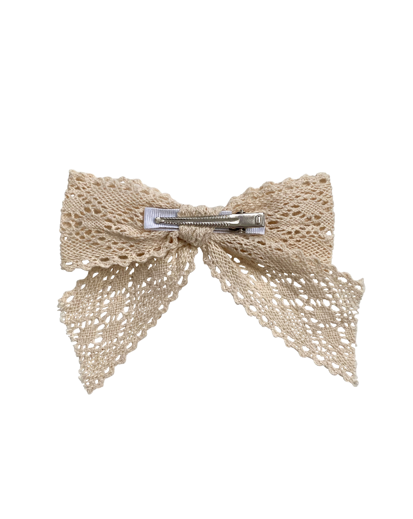 Vintage Lace Hair Bow in Ivory