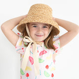 Straw Sun Hat with Ecru Ribbon