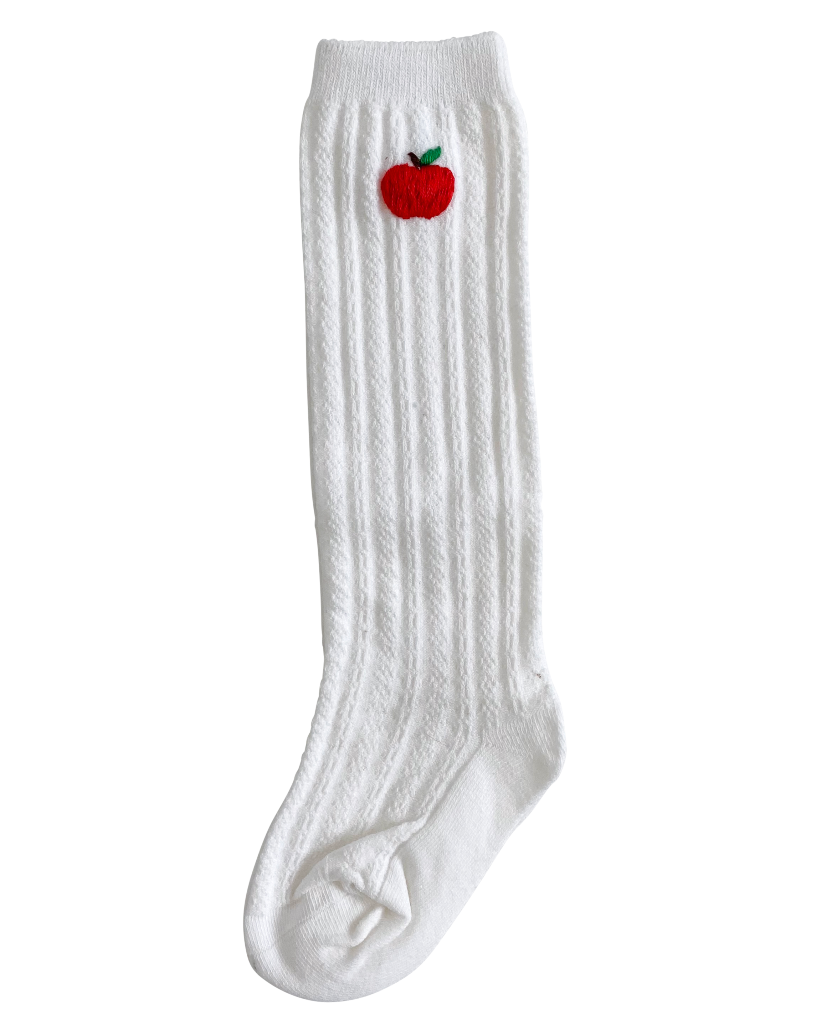 Apple Hand Embroidered Socks