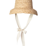 Straw Sun Hat with Ecru Ribbon