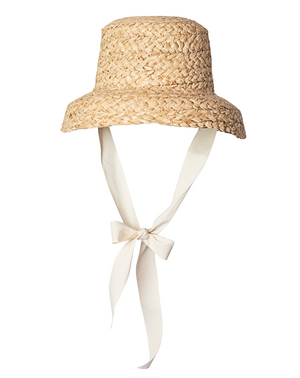 Straw Sun Hat with Ecru Ribbon