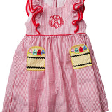 Crayon Pocket Red Seersucker Dress