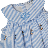 Bunnies and Carrots Embroidered Seersucker Dress-FINAL SALE
