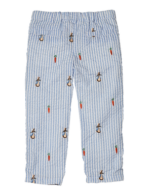 Bunnies and Carrots Embroidered Seersucker Pants