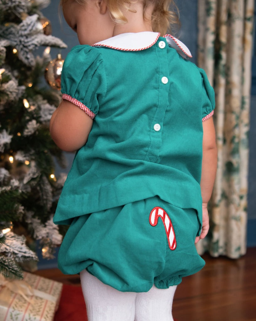 Candy Cane Applique Corduroy Bloomer Set