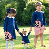 Jackolantern Applique Navy Knit Dress