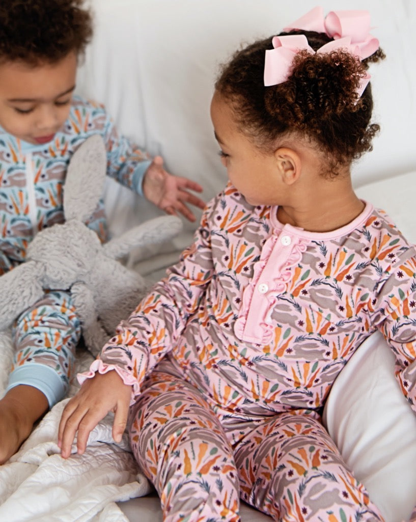 Spring Bunnies Pink Pima Cotton Pajama Set