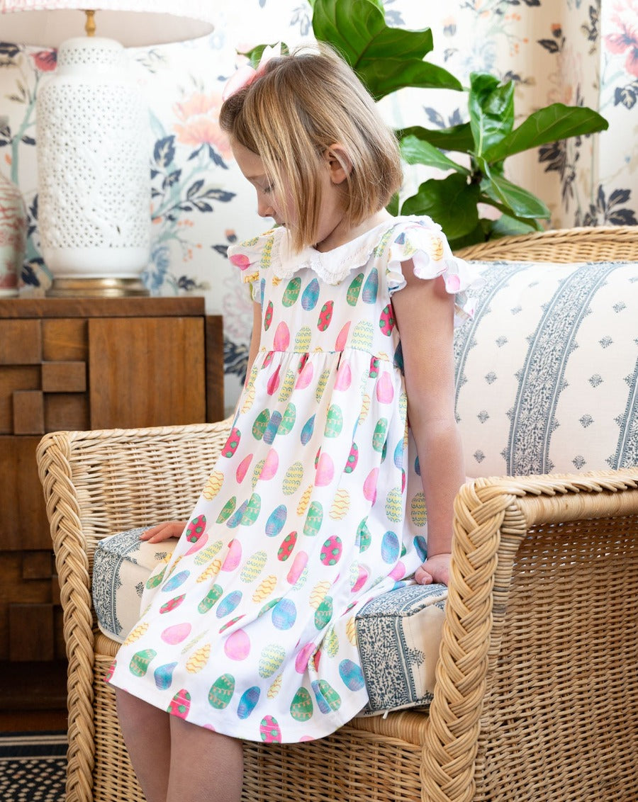 Easter Egg Angel Sleeve Dress- FINAL SALE