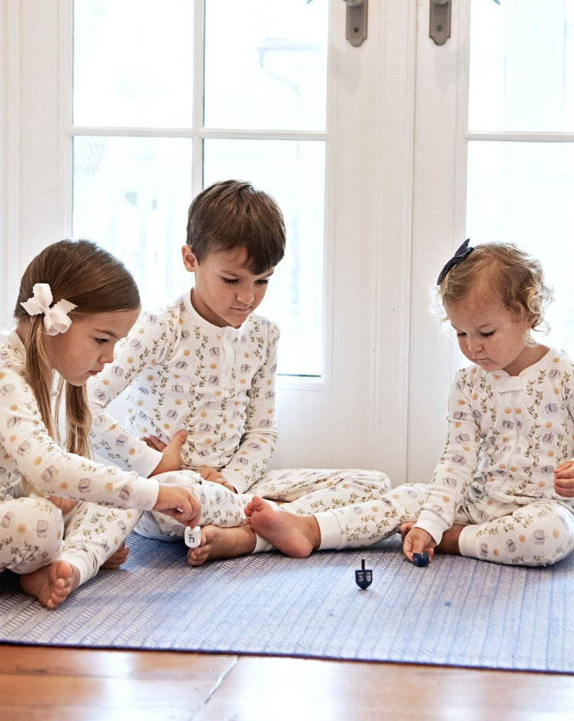 Dreaming of Dreidels Hanukkah Pima Cotton Zip Up Pajamas- FINAL SALE