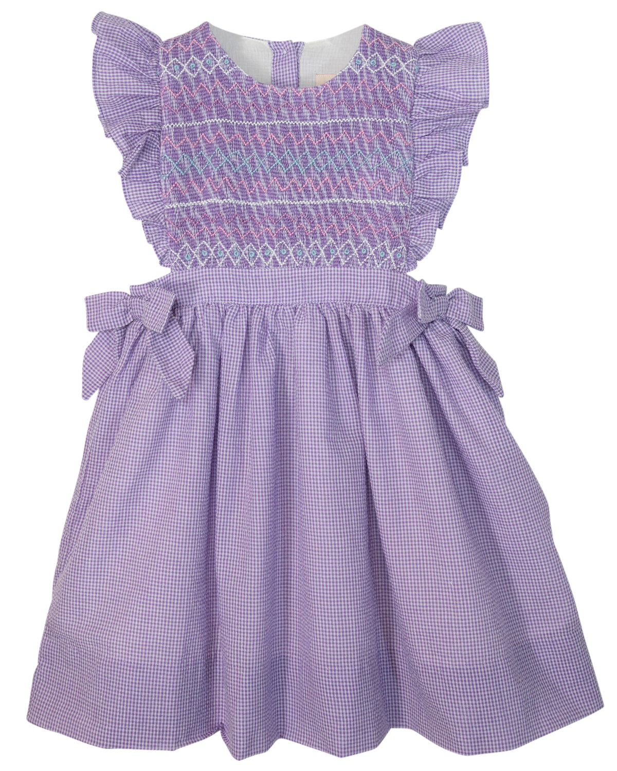 Purple Seersucker Dress with Rainbow Smocking- FINAL SALE
