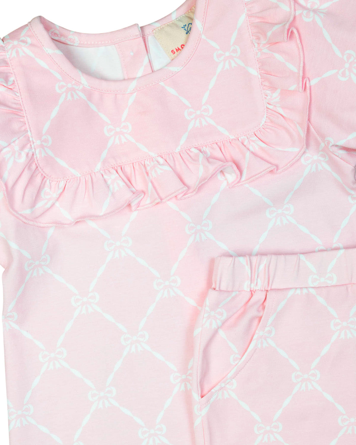 Pink Bows Knit Shorts Set- FINAL SALE - Smockingbird