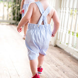 Patriotic Embroidered Shortall with Red Pockets