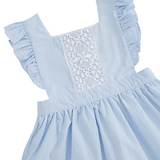 Blue Gingham Pinafore Bloomer Set with Lace