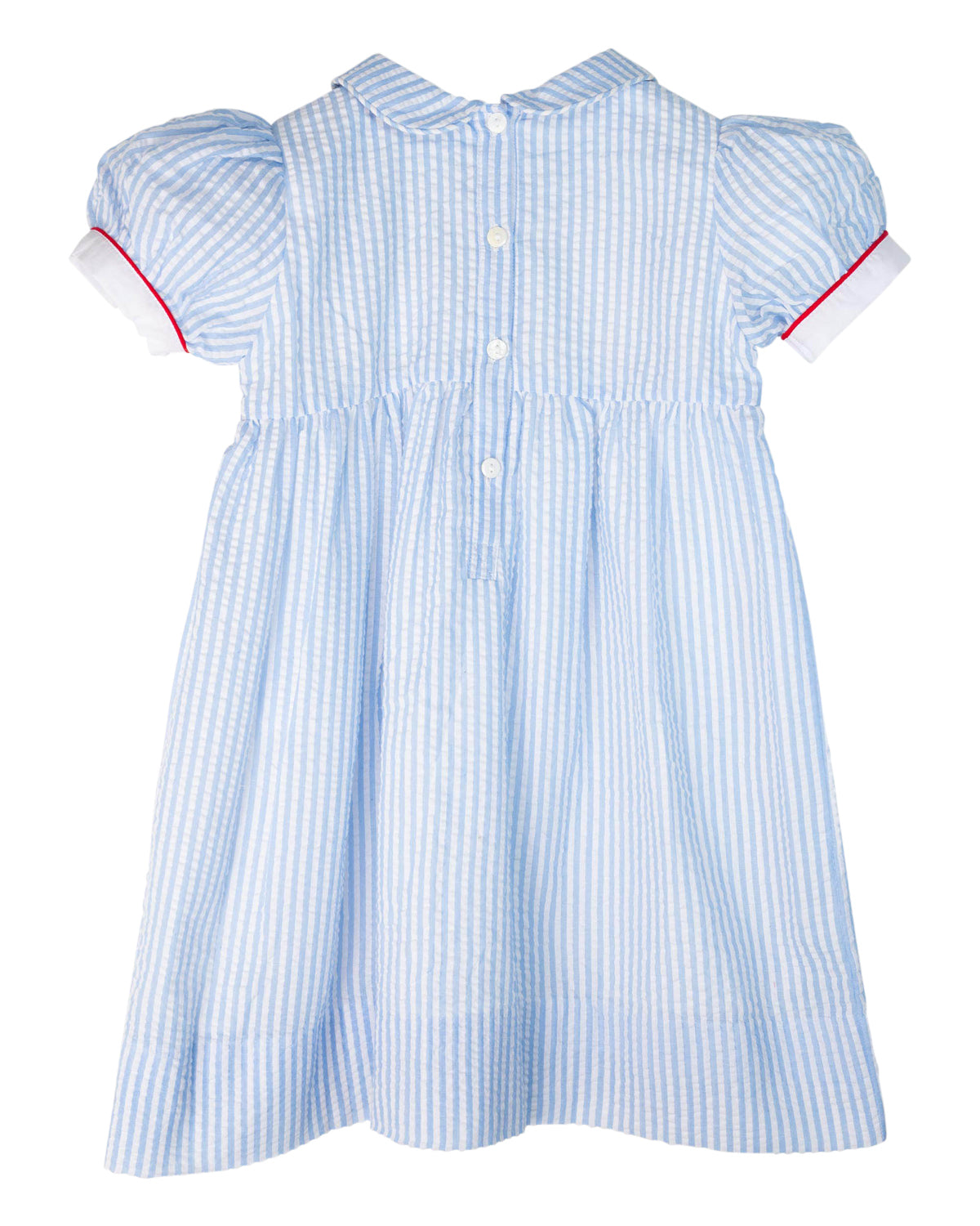 Sailboats Smocked Blue Seersucker Dress-FINAL SALE