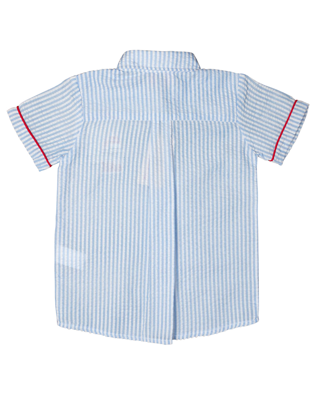 Sailboat Embroidered Blue Seersucker Shirt-FINAL SALE