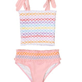 Rainbow Smocked Baby Pink Tankini Set-FINAL SALE