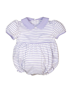 Lavender Stripe Knit Bubble with Short Puff Sleeves-FINAL SALE