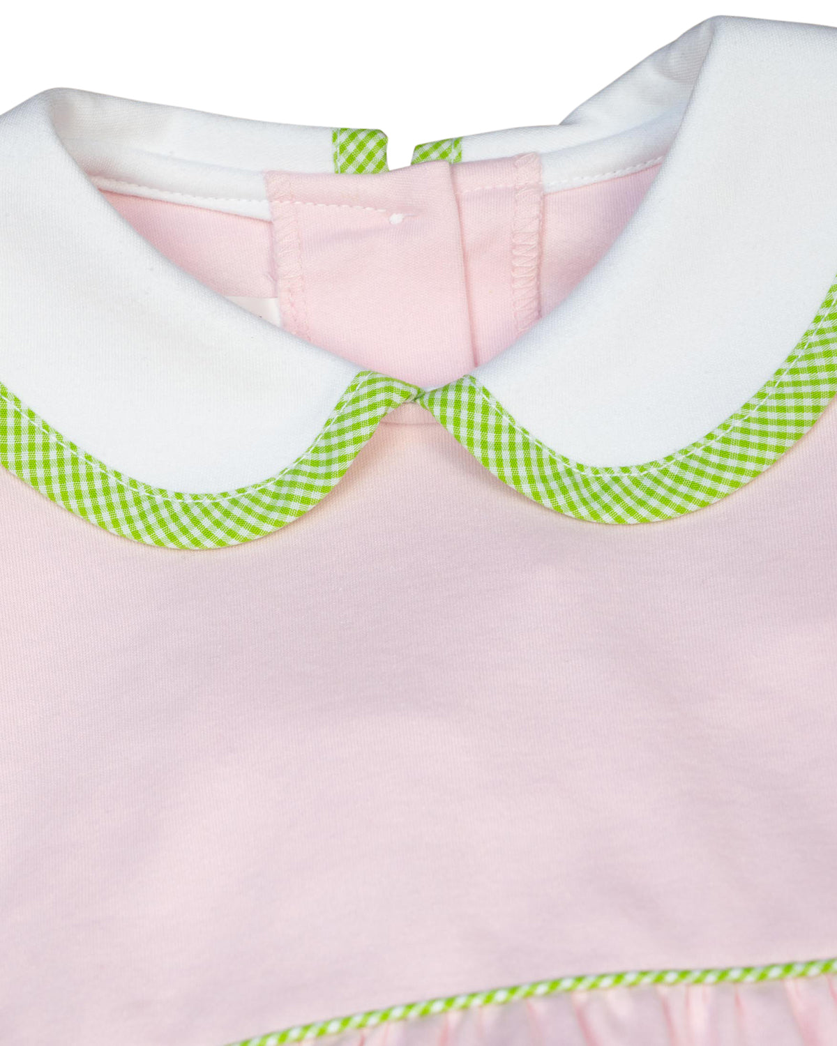 Pink Knit Bubble with Green Gingham Trim-FINAL SALE
