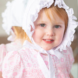 Smocked White Bonnet