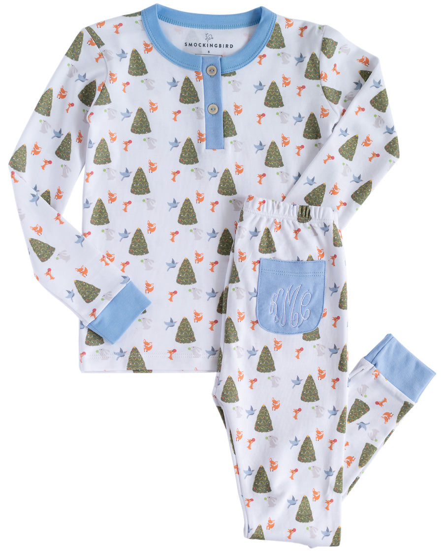 Woodland Creatures Pima Cotton Pajama Set-FINAL SALE