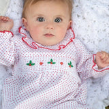 Hollyberries Smocked Polka Dot Knit Baby Gown