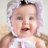 Smocked White Bonnet