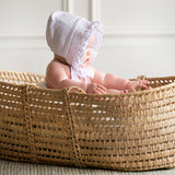 Smocked White Bonnet